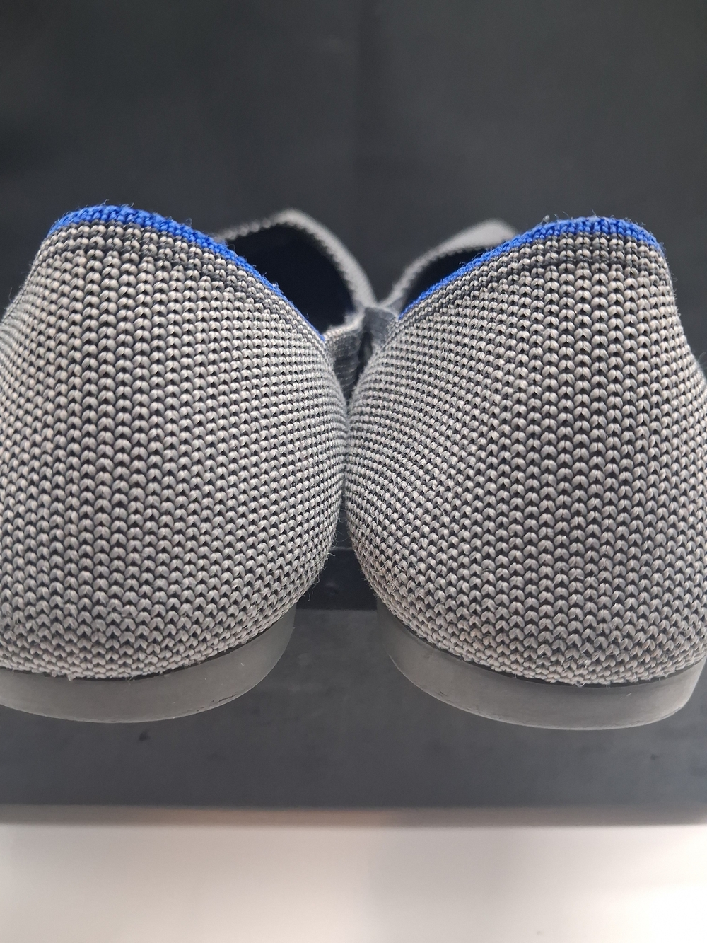 Rothy's Women's Pointed Slip-On Flats in Gray with Blue Trim - Picture 7 of 10